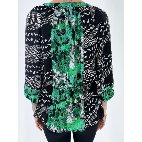 Style & Co. Green Floral Peplum Quarter Sleeve Top Size Small - Picture 3 of 4